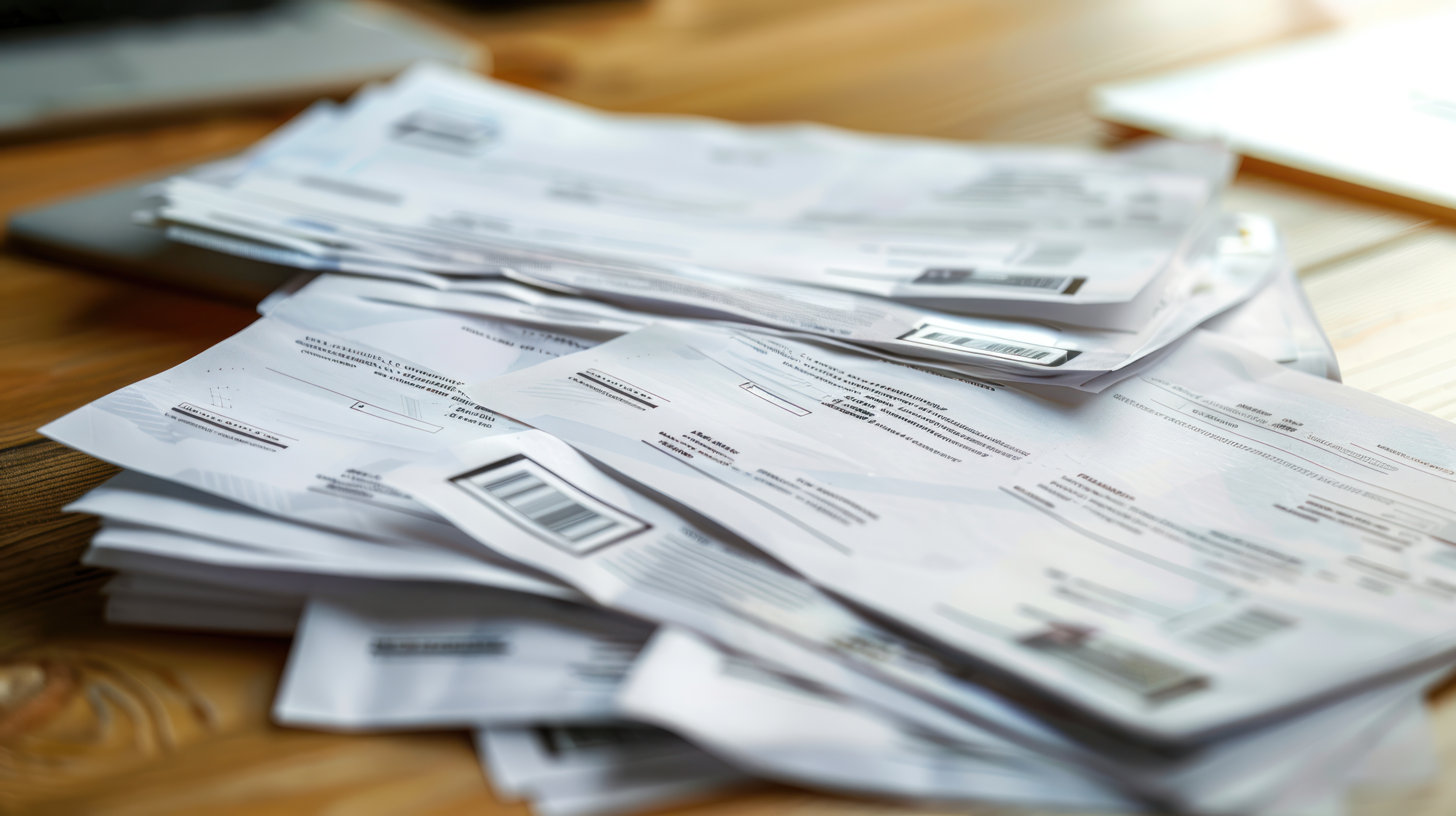 Stack of papers on desk